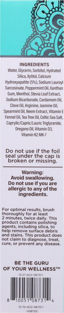 slide 5 of 5, Guru Nanda® Post Oil Pulling Toothpaste, 4.2 oz