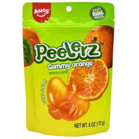 slide 1 of 1, AMOS Peelerz Gummy Orange, 6 oz