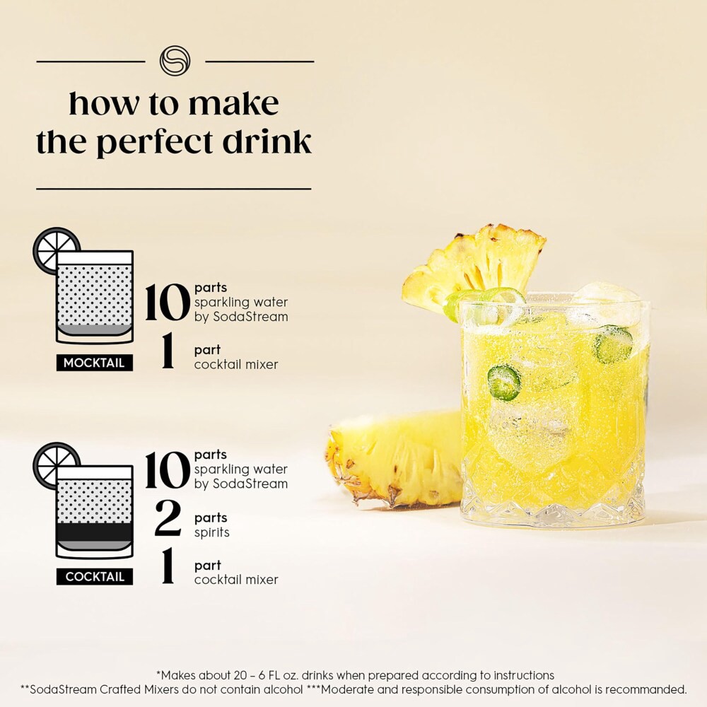 slide 2 of 6, SodaStream Crafted Non-Alcoholic Pineapple & Jalapeno Cocktail Mixer, 1 ct