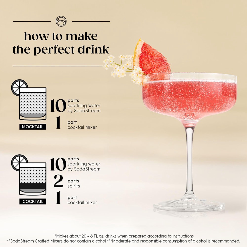 slide 6 of 6, SodaStream Crafted Non-Alcoholic Elderflower & Grapefruit Cocktail Mixer, 1 ct