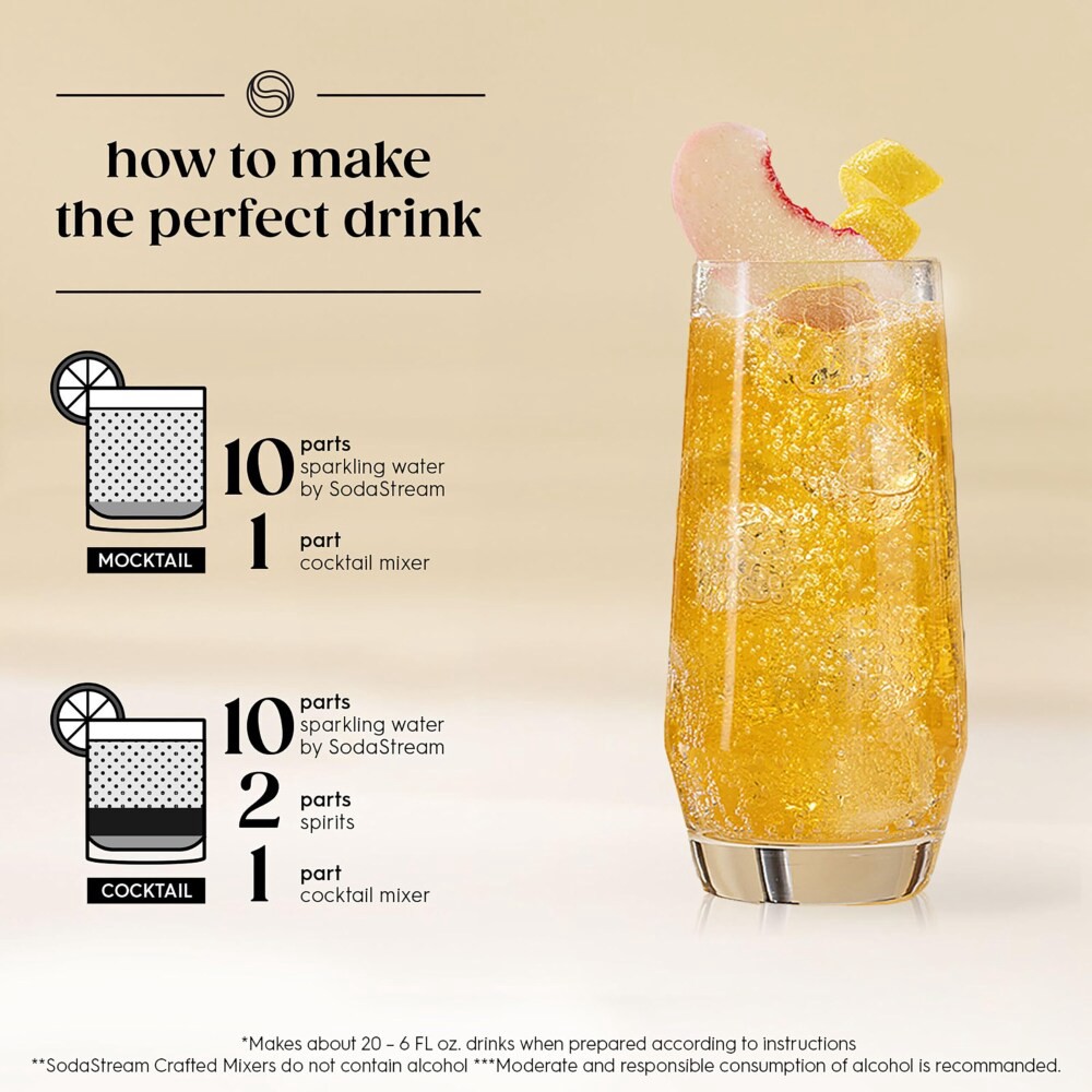 slide 2 of 6, SodaStream Crafted Non-Alcoholic White Peach & Ginger Cocktail Mixer, 1 ct
