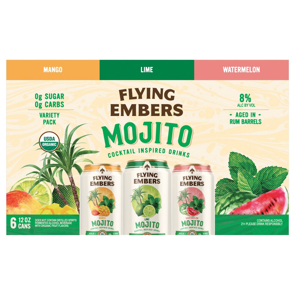 slide 3 of 3, Flying Embers Mojito Variety 6 Pack Can, 6 cans / 12 oz