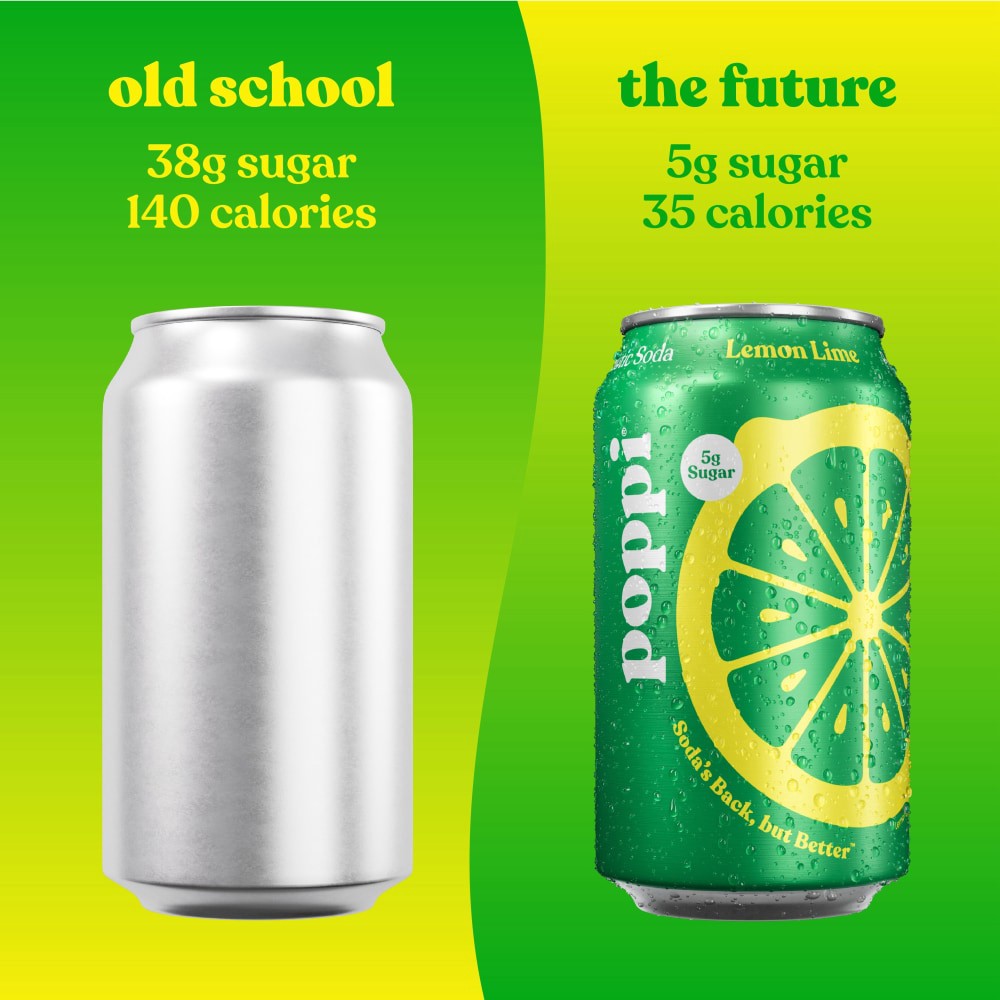 slide 3 of 5, Poppi Lemon Lime Prebiotic Soda - 12 fl oz, 12 fl oz