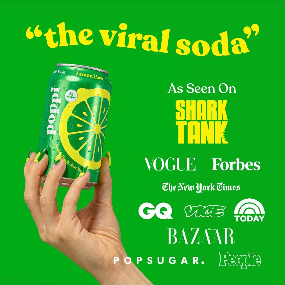 slide 3 of 6, Poppi Lemon Lime Prebiotic Soda - 12 fl oz, 12 fl oz