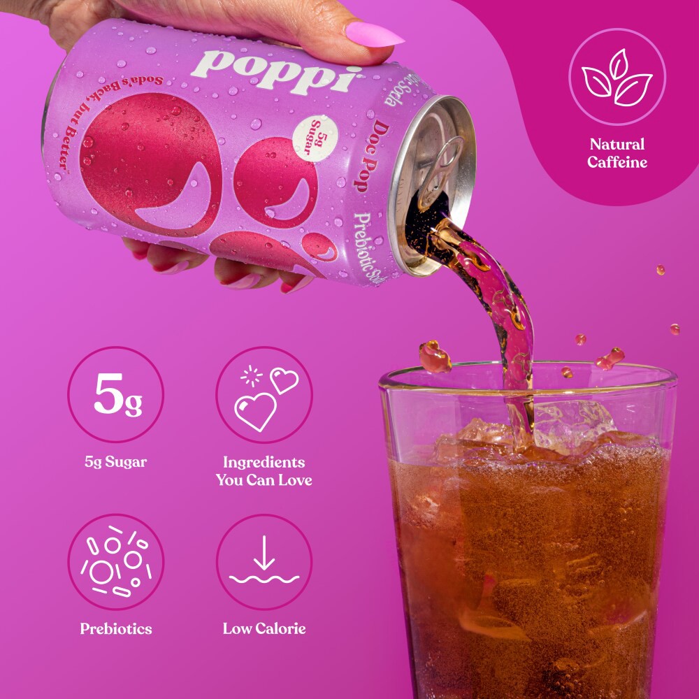 slide 6 of 6, Poppi Dr POP Prebiotic Beverage - 4pk/12 fl oz Cans, 4 ct; 12 fl oz
