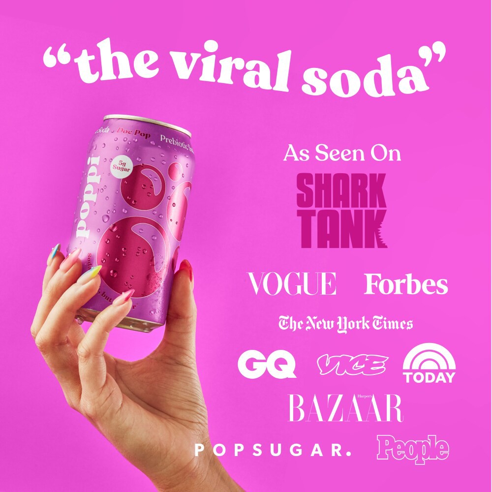 slide 2 of 6, Poppi Dr POP Prebiotic Beverage - 4pk/12 fl oz Cans, 4 ct; 12 fl oz