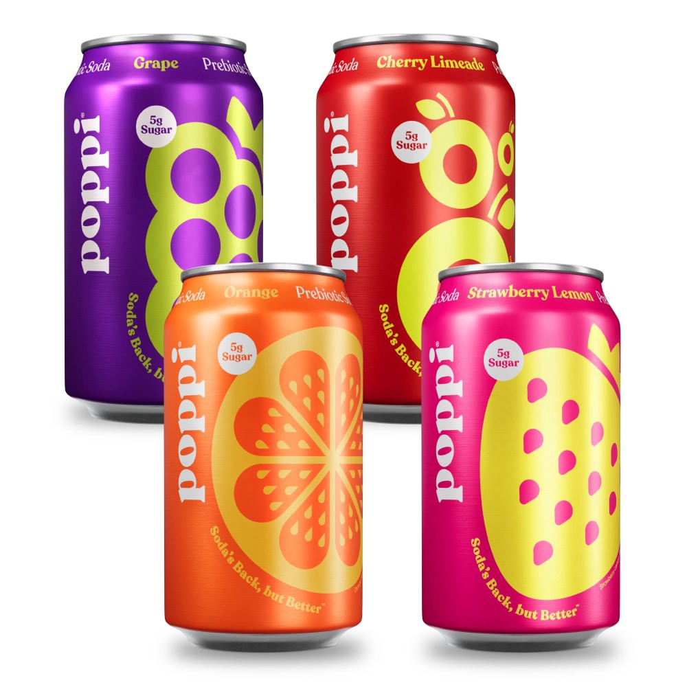 slide 3 of 6, Poppi Assorted Prebiotic Soda Variety Pack 8 - 12 fl oz Cans, 8 ct; 12 fl oz