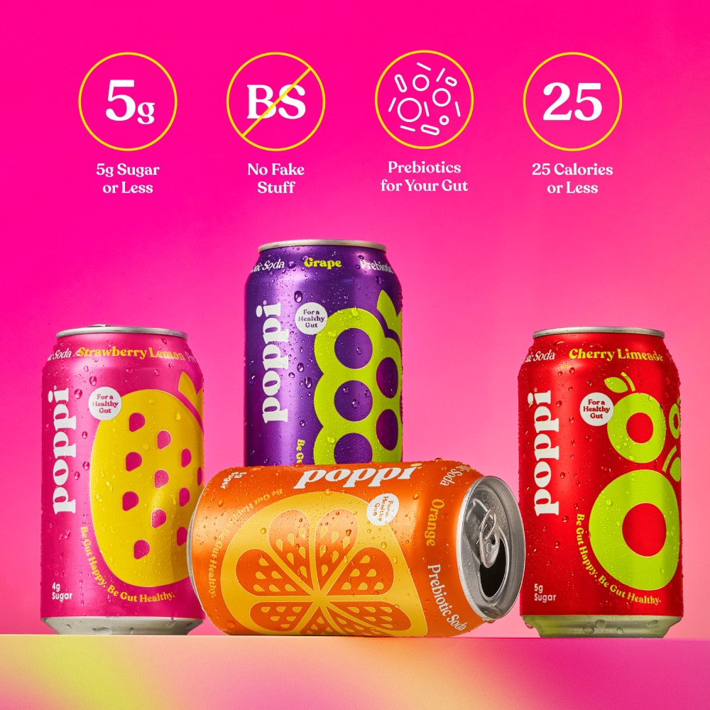 slide 5 of 5, Poppi Assorted Prebiotic Soda Variety Pack 8 - 12 fl oz Cans, 8 ct; 12 fl oz