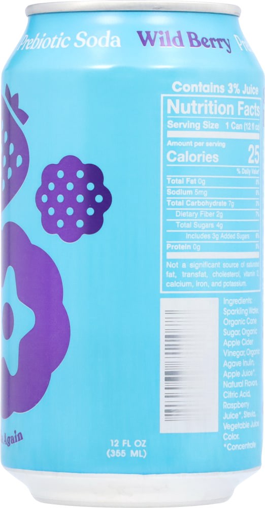 slide 4 of 4, Poppi Soda, Prebiotic, Wild Berry, 12 oz
