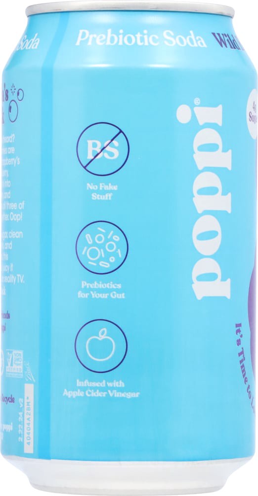 slide 2 of 4, Poppi Soda, Prebiotic, Wild Berry, 12 oz