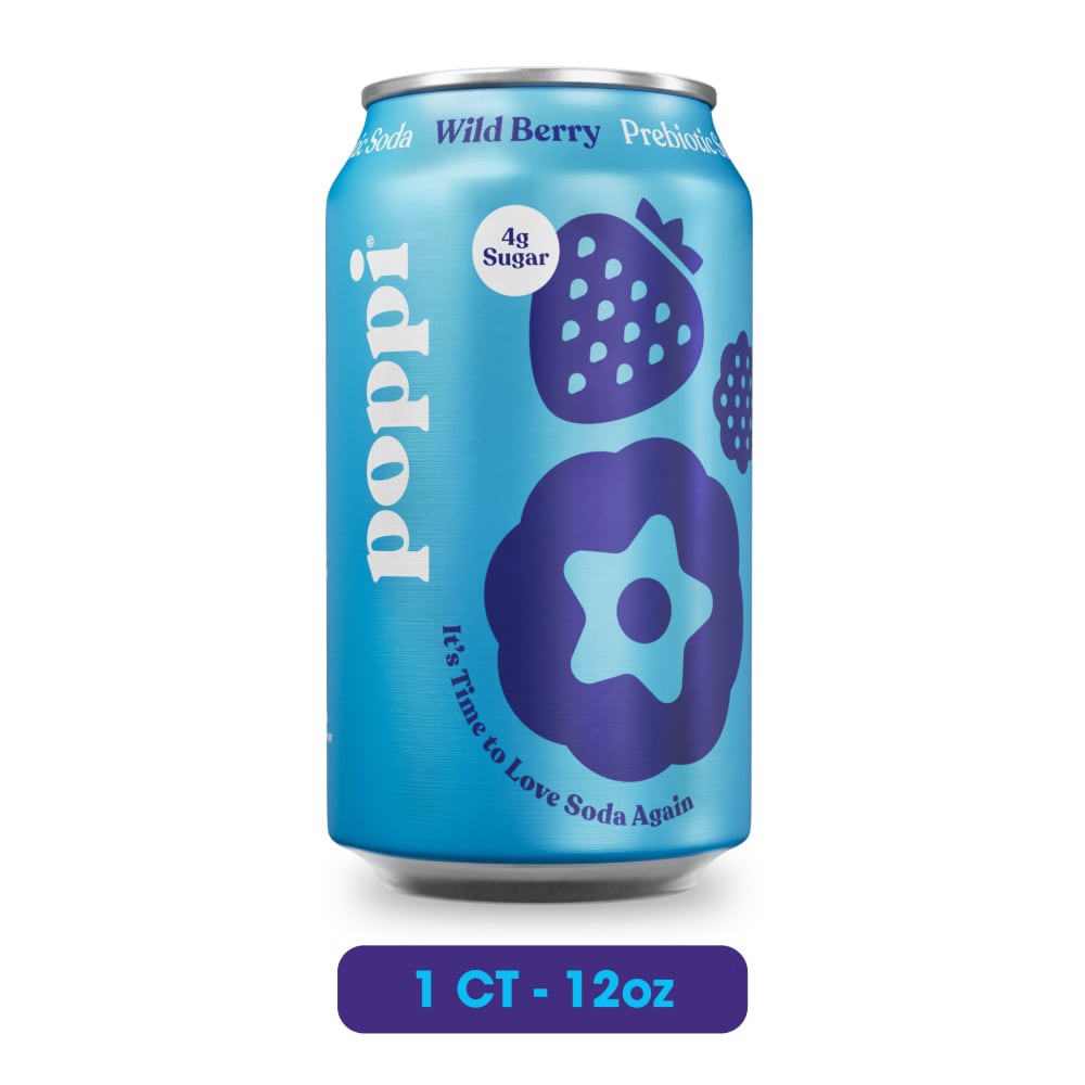 slide 3 of 4, Poppi Soda, Prebiotic, Wild Berry, 12 oz