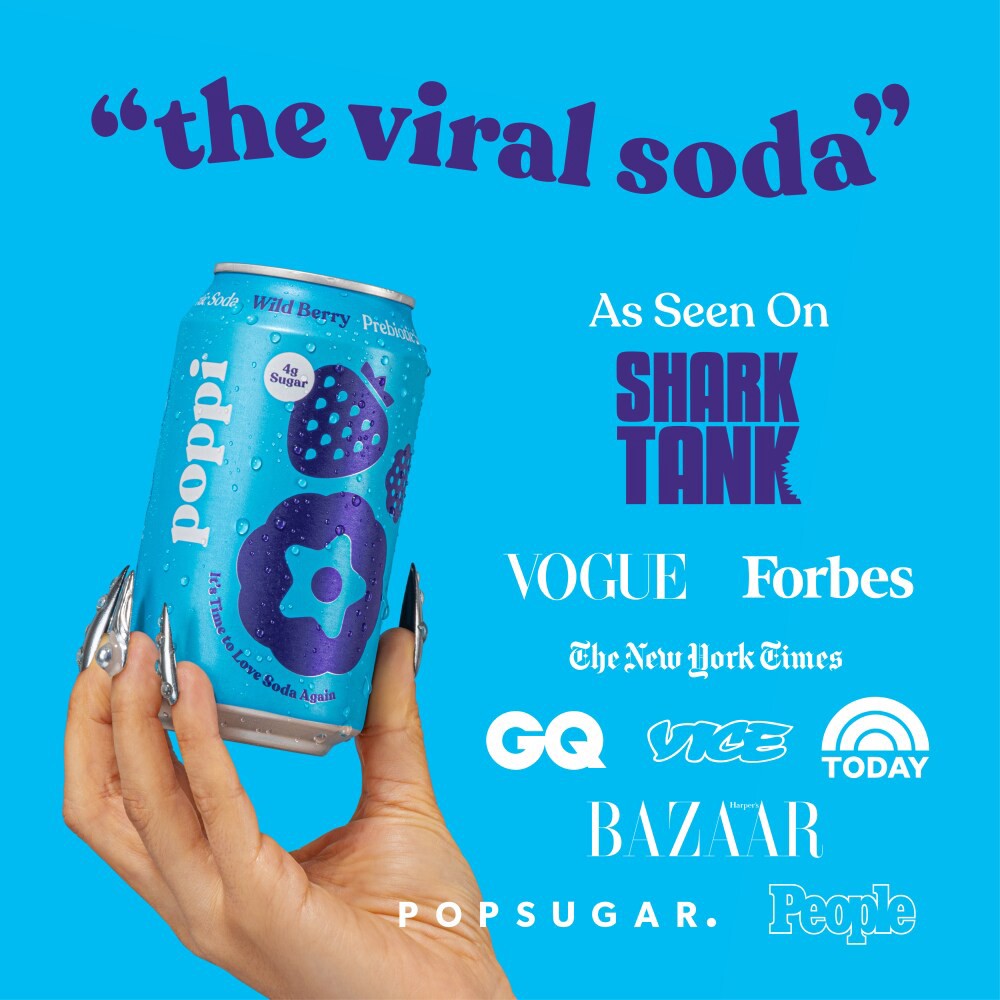 slide 4 of 6, Poppi Soda, Prebiotic, Wild Berry, 12 oz