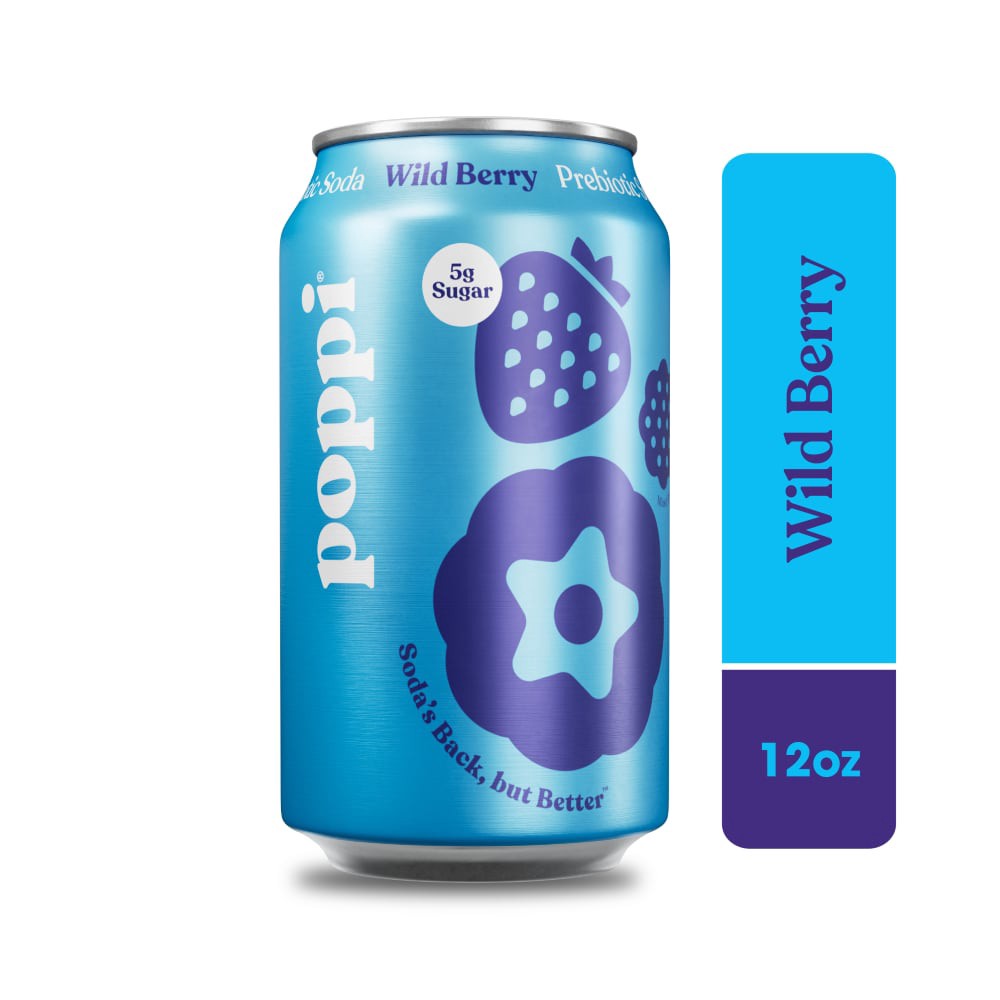 slide 5 of 6, Poppi Soda, Prebiotic, Wild Berry, 12 oz