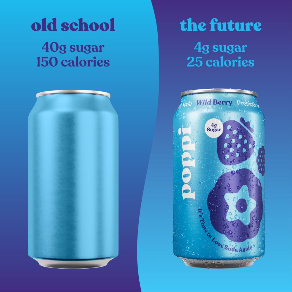 slide 3 of 6, Poppi Soda, Prebiotic, Wild Berry, 12 oz