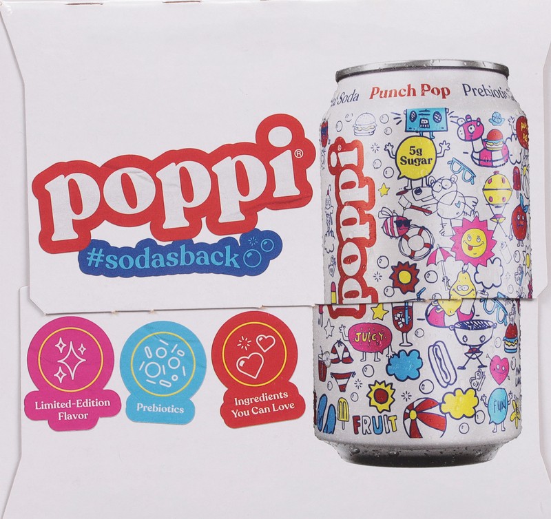 slide 3 of 5, Poppi Punch Pop Prebiotic Soda 4 - 12 fl oz Cans, 4 ct