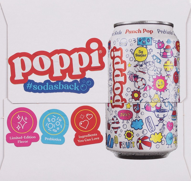 slide 2 of 5, Poppi Punch Pop Prebiotic Soda 4 - 12 fl oz Cans, 4 ct
