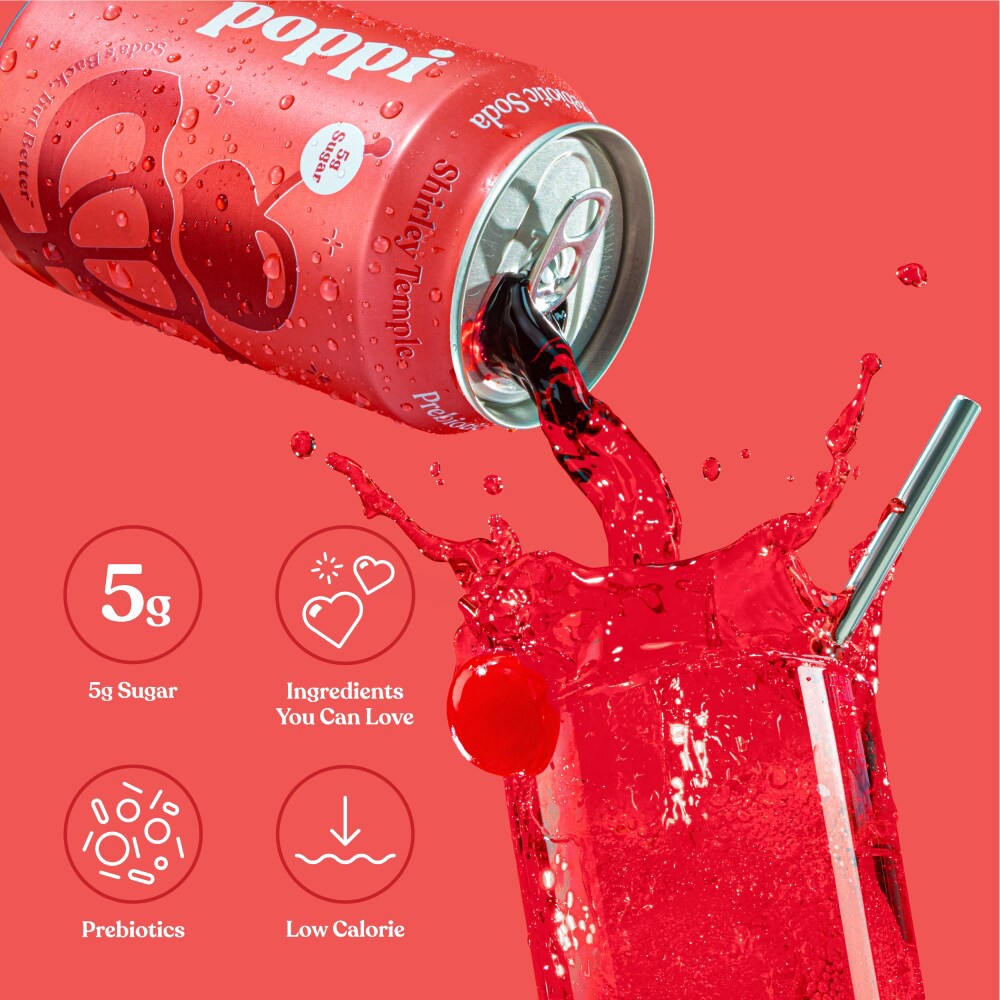 slide 3 of 5, Poppi Shirley Temple Prebiotic Soda Can, 12 fl oz, 12 fl oz