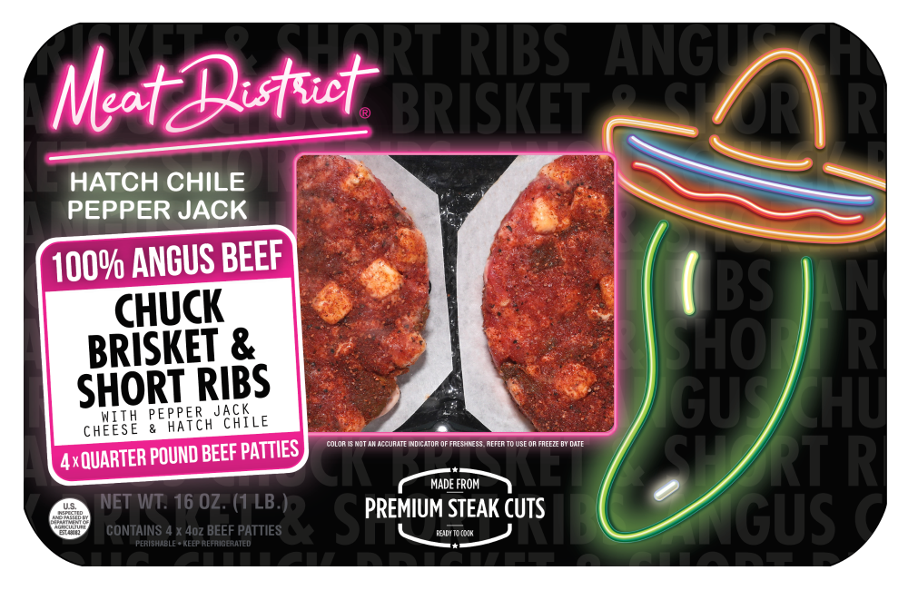 Meat District Hatch Chile 100 Angus Beef Patties 16 oz Shipt