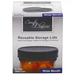 Country Classics Wide Mouth Leak-Proof Lids 6 count