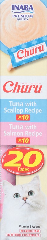 slide 3 of 4, Inaba Churu Tuna with Scallop Recipe/Tuna with Salmon Recipe Cat Treat 20 - 0.5 oz Tubes, 20 ct