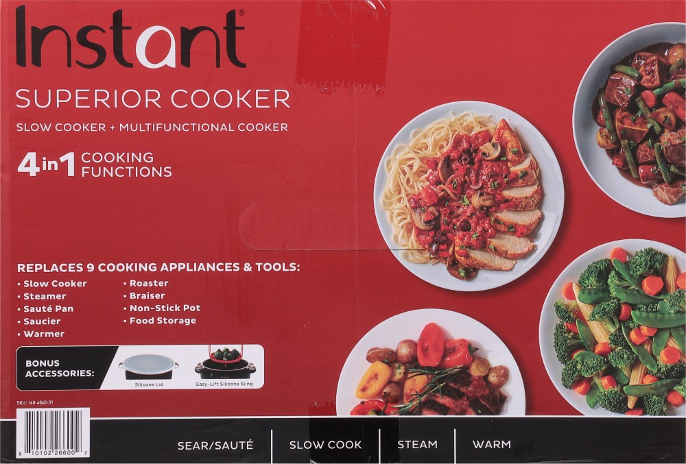 slide 5 of 5, Instant 7.5 Quarts Superior Slow + Multifunctional 4 in 1 Cooker 1 ea, 1 ct