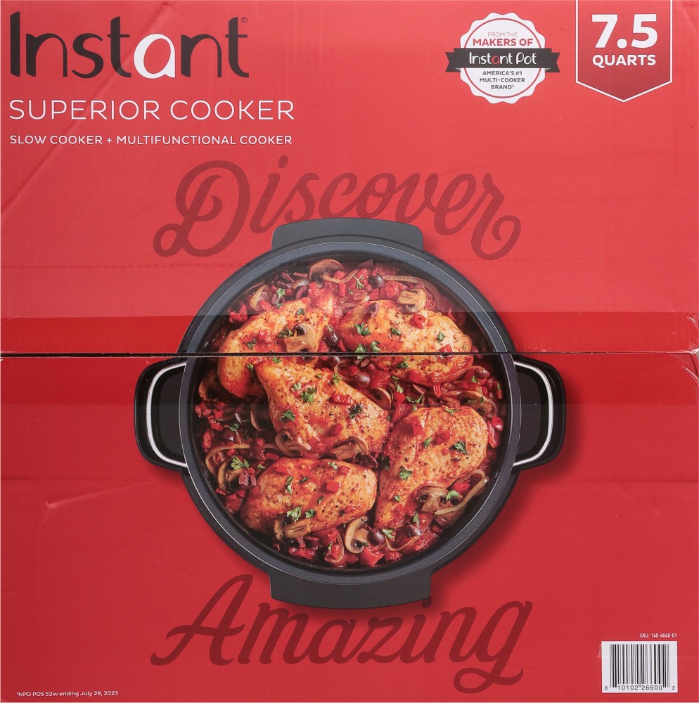slide 2 of 5, Instant 7.5 Quarts Superior Slow + Multifunctional 4 in 1 Cooker 1 ea, 1 ct