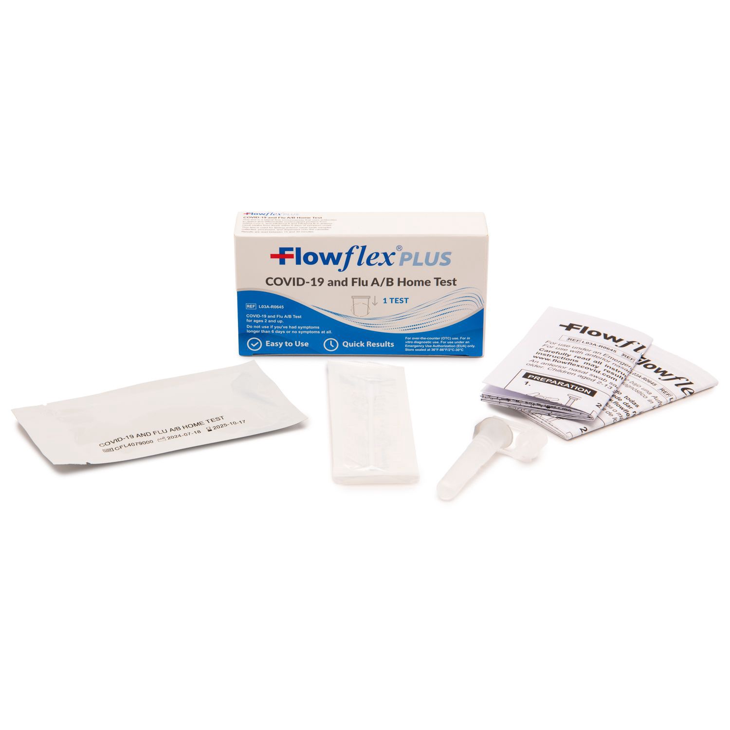 slide 4 of 6, Flowflex Plus Covid-19 And Flu A/b Home Test, 1 ct