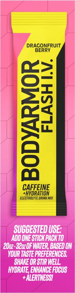 slide 3 of 5, BODYARMOR Zero Sugar Caffeine Dragonfruit Berry Flash IV Drink Pouches, 6 ct, 0.26 oz