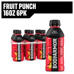 BODYARMOR Fruit Punch Electrolyte Sports Drink, 16 fl oz Bottles, 6 Pack