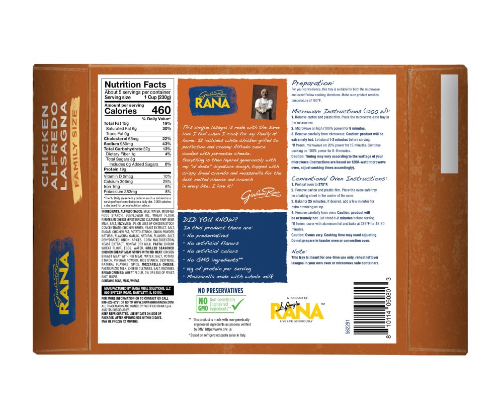 slide 2 of 2, Rana Chicken Alfredo Lasagna, 40 oz