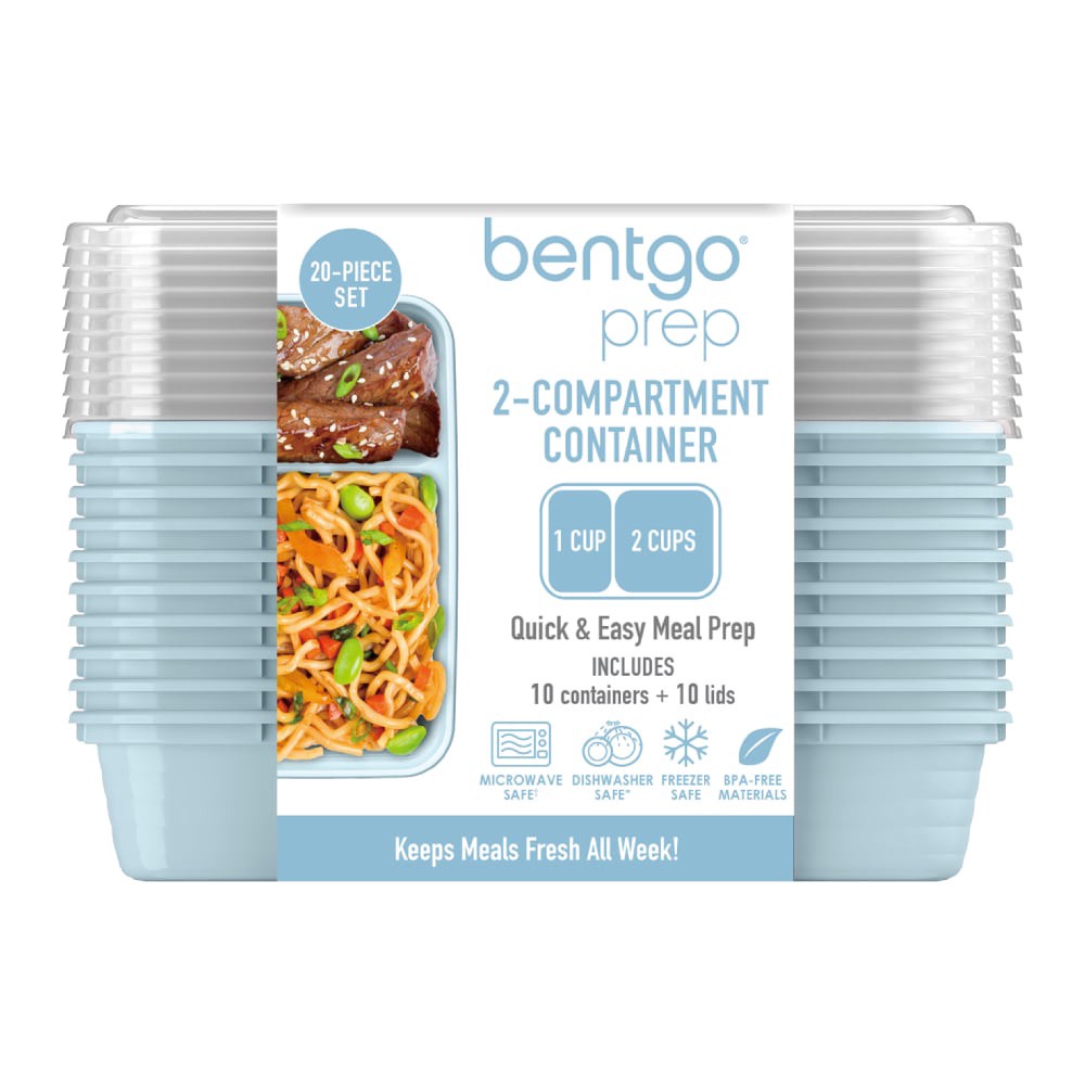 slide 2 of 6, Bentgo Prep 2-Compartment Container - Sky, 1 ct