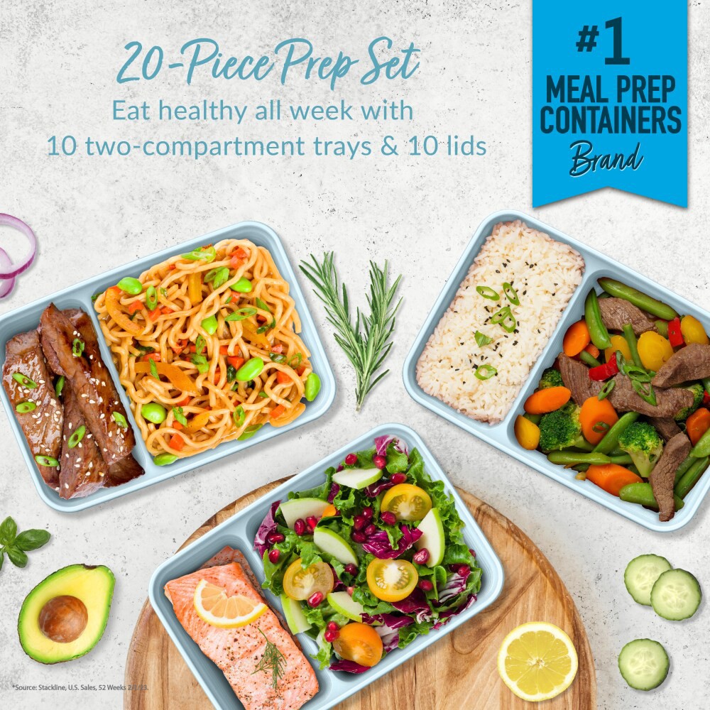 slide 3 of 6, Bentgo Prep 2-Compartment Container - Sky, 1 ct