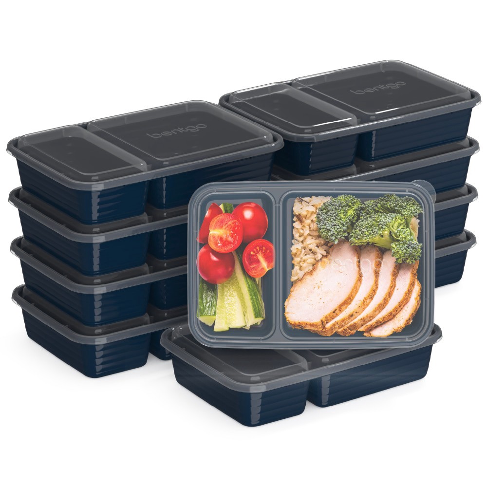slide 4 of 6, Bentgo Prep 2-Compartment Containers - Navy, 10 ct