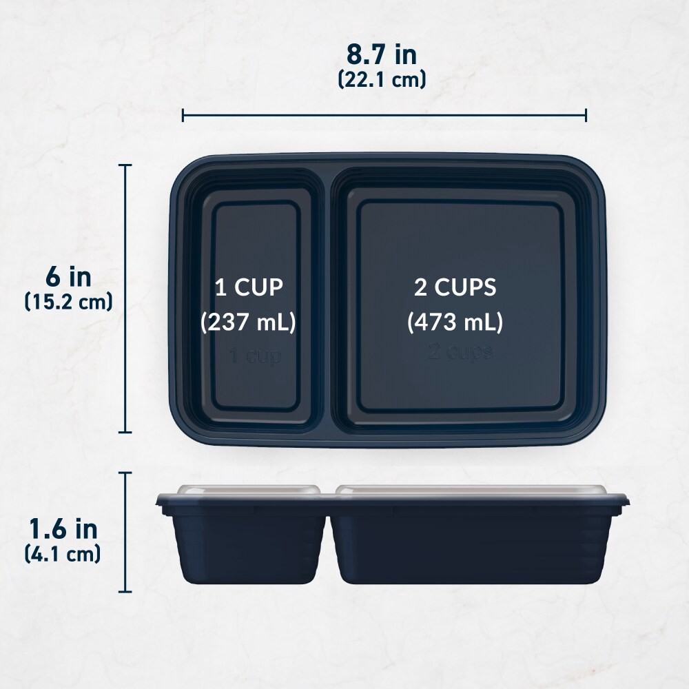 slide 5 of 6, Bentgo Prep 2-Compartment Containers - Navy, 10 ct