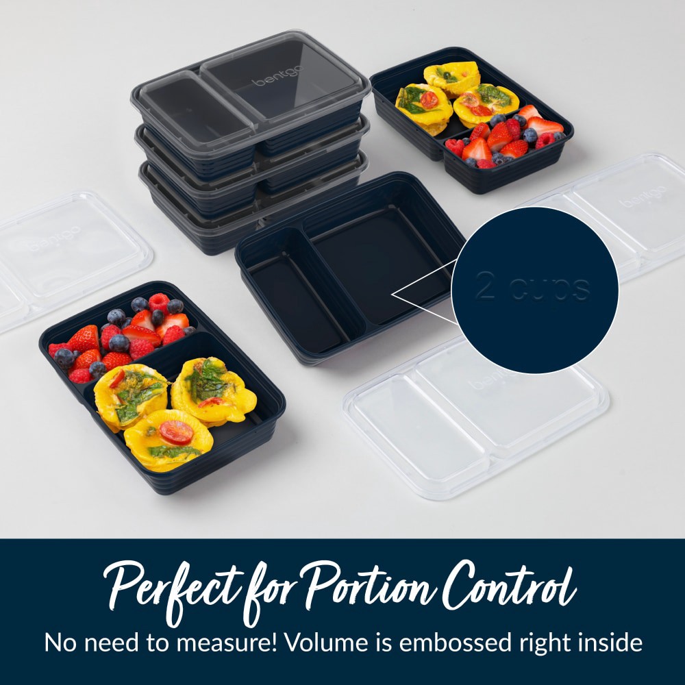 slide 6 of 6, Bentgo Prep 2-Compartment Containers - Navy, 10 ct