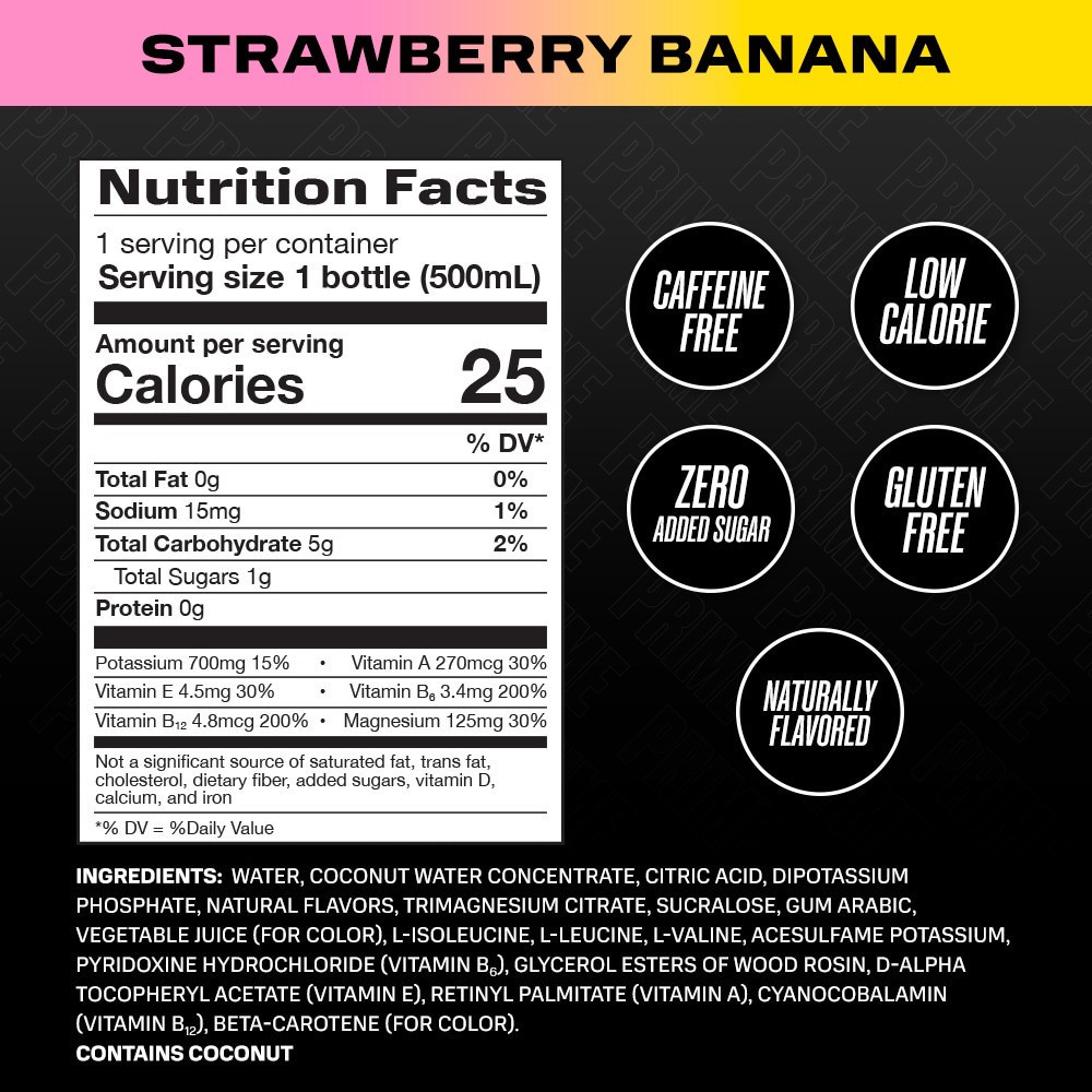 slide 6 of 6, PRIME HYDRATION STRAWBERRY BANANA 6 Pack 16.9OZ, 6 ct; 16.9 fl oz