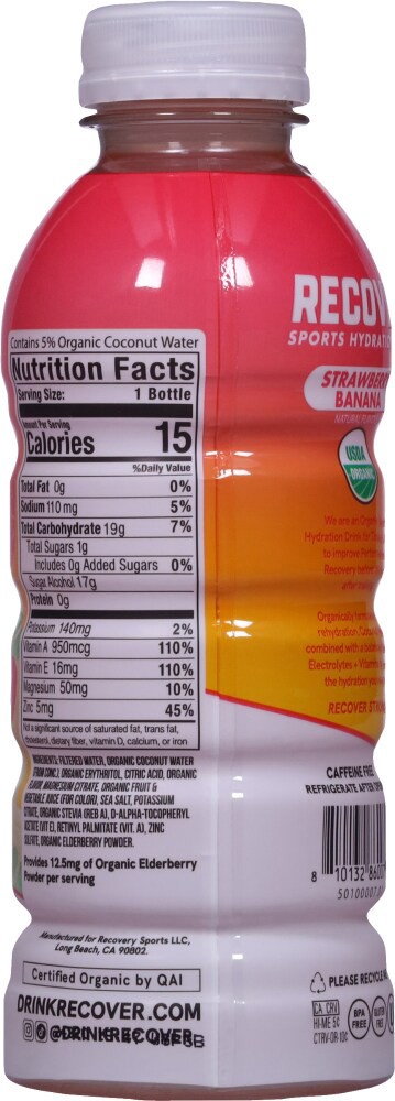 slide 3 of 4, Recover 180 Organic Strawberry Banana Sports Hydration 16.9 fl oz, 16.9 fl oz