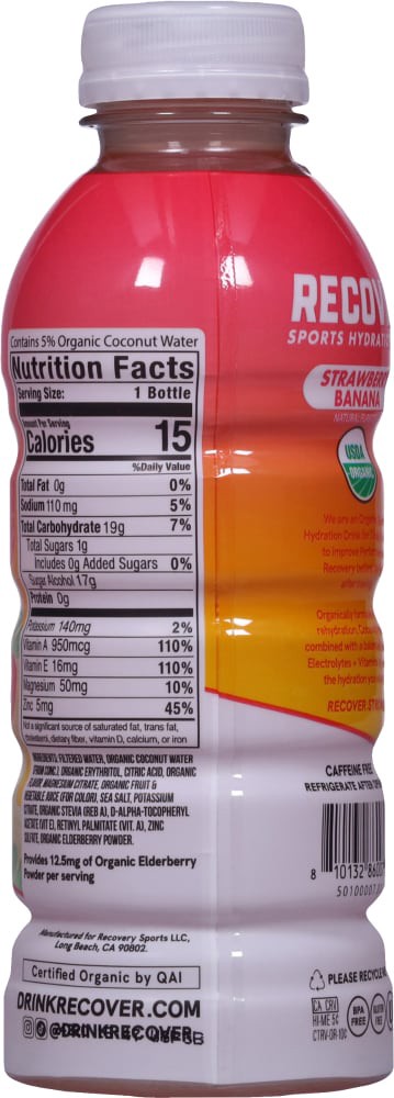 slide 4 of 4, Recover 180 Organic Strawberry Banana Sports Hydration 16.9 fl oz, 16.9 fl oz