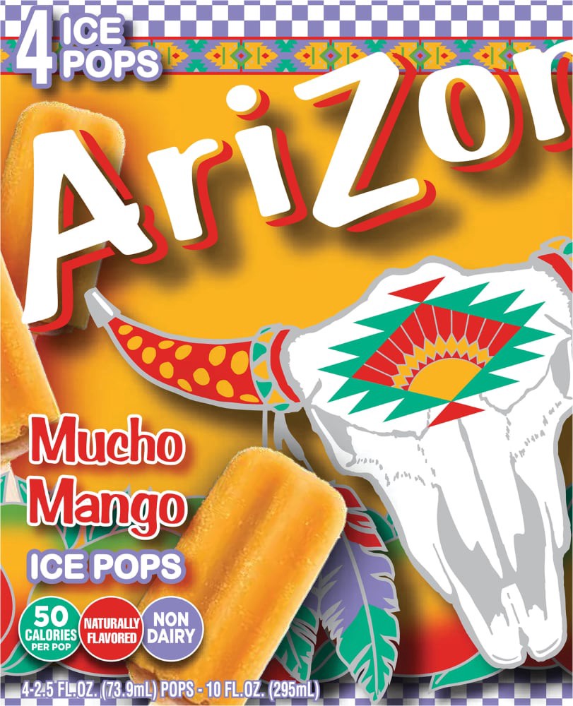 slide 4 of 6, AriZona Ice Pops Mucho Mango 4PK, 4 ct