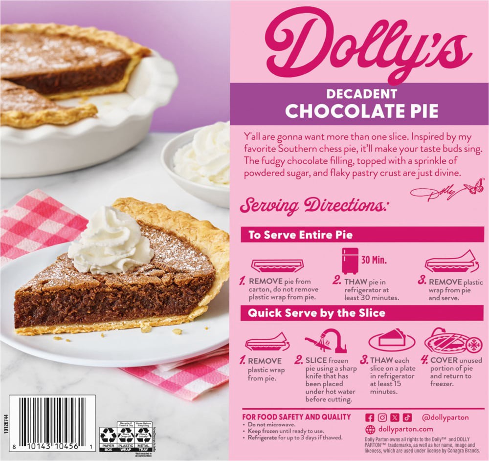 slide 2 of 3, Dolly Parton's Decadent Chocolate Pie, Thaw-and-Serve, Frozen 21.6 oz., 21.60 oz