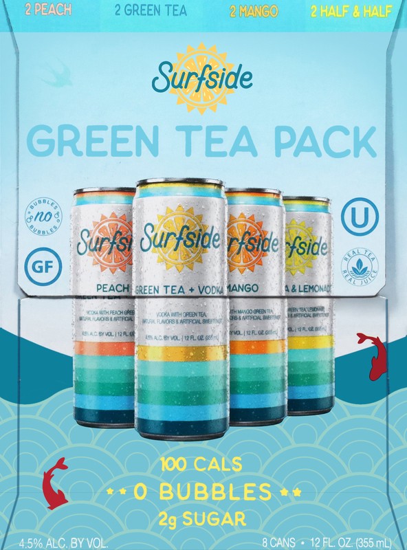 slide 5 of 5, Surfside Green Tea Variety 8 Pack Cans, 8 ct; 12 oz