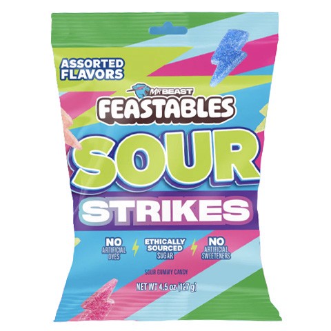 slide 1 of 1, Mr. Beast Feastables Sour Strikes, 4.5 oz