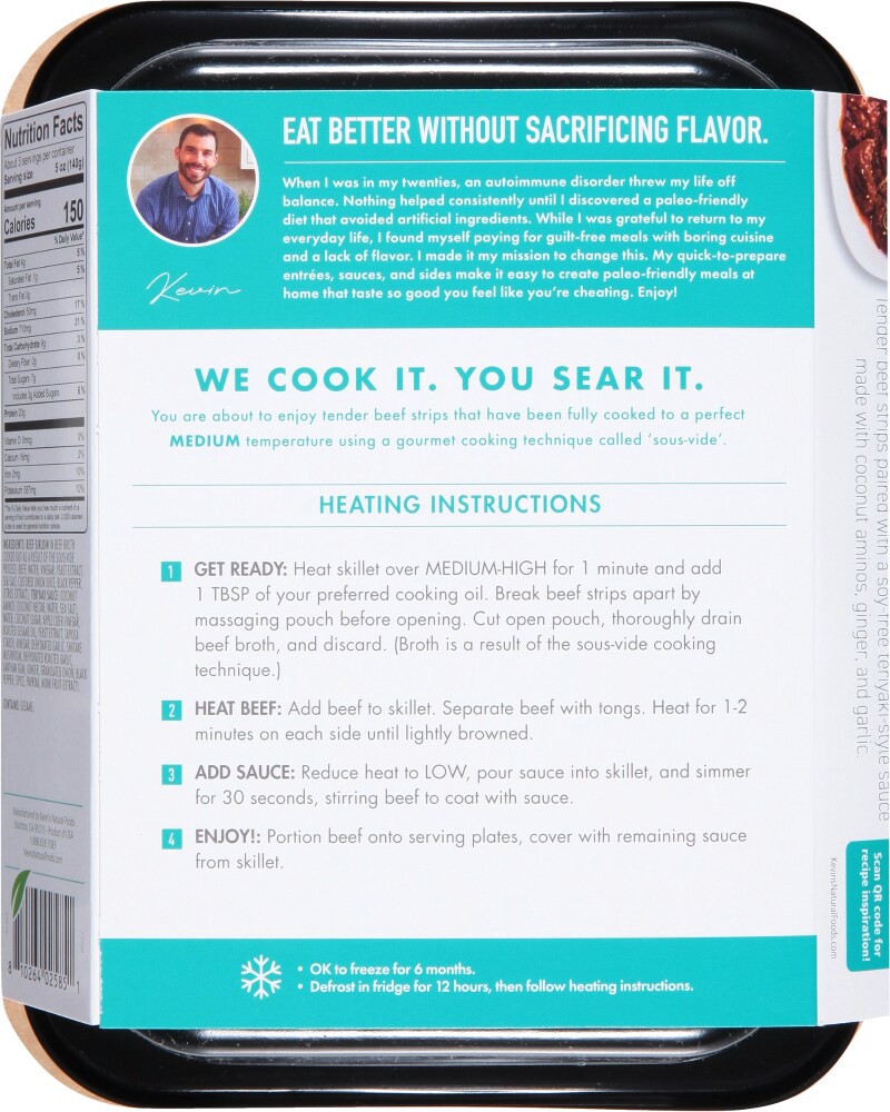 slide 2 of 4, Kevin's Natural Foods Paleo Teriyaki-Style Beef 16 oz, 16 oz