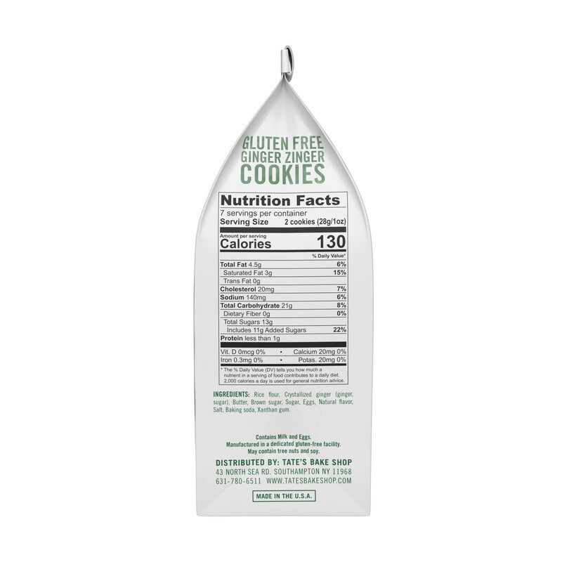 slide 2 of 5, Tate's Bake Shop Gluten Free Ginger Zinger Cookies, 7 oz, 7 oz