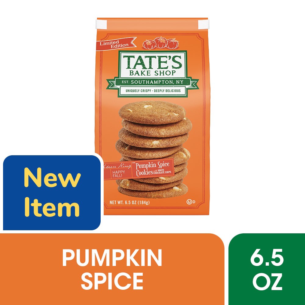 slide 2 of 6, Tate's Bake Shop Pumpkin Spice Cookies with White Chocolate Chips, Limited Edition, 6.5 oz, 6.5 oz