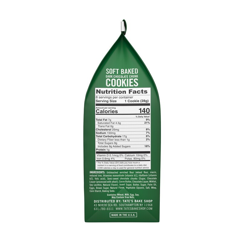 slide 3 of 5, Tate's Bake Shop Soft Baked Cookies, Dark Chocolate Chunk, 8 oz, 8 ct