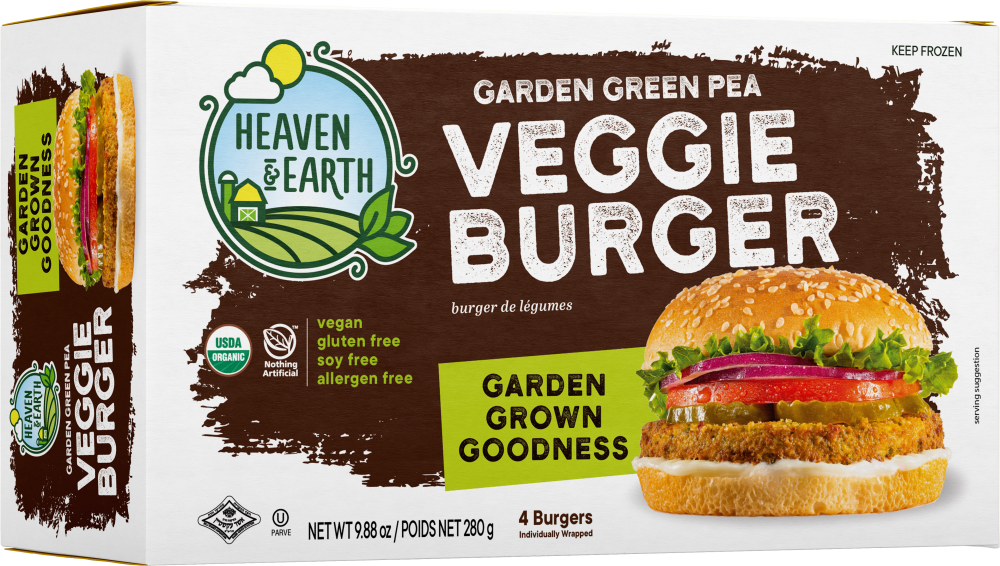 slide 1 of 1, Heaven & Earth Garden Grown Goodness Green Pea Veggie Burger, 4 ct / 9.88 oz