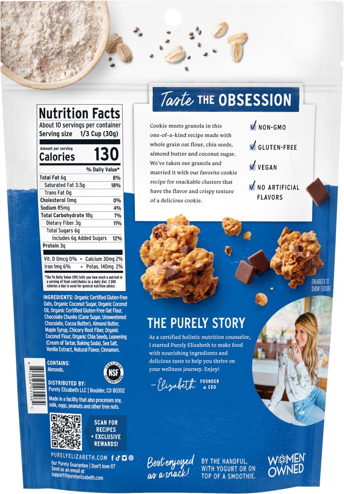 slide 2 of 2, Purely Elizabeth Chocolate Chip Cookie Granola Gluten-Free Non GMO 11 oz., 11 oz