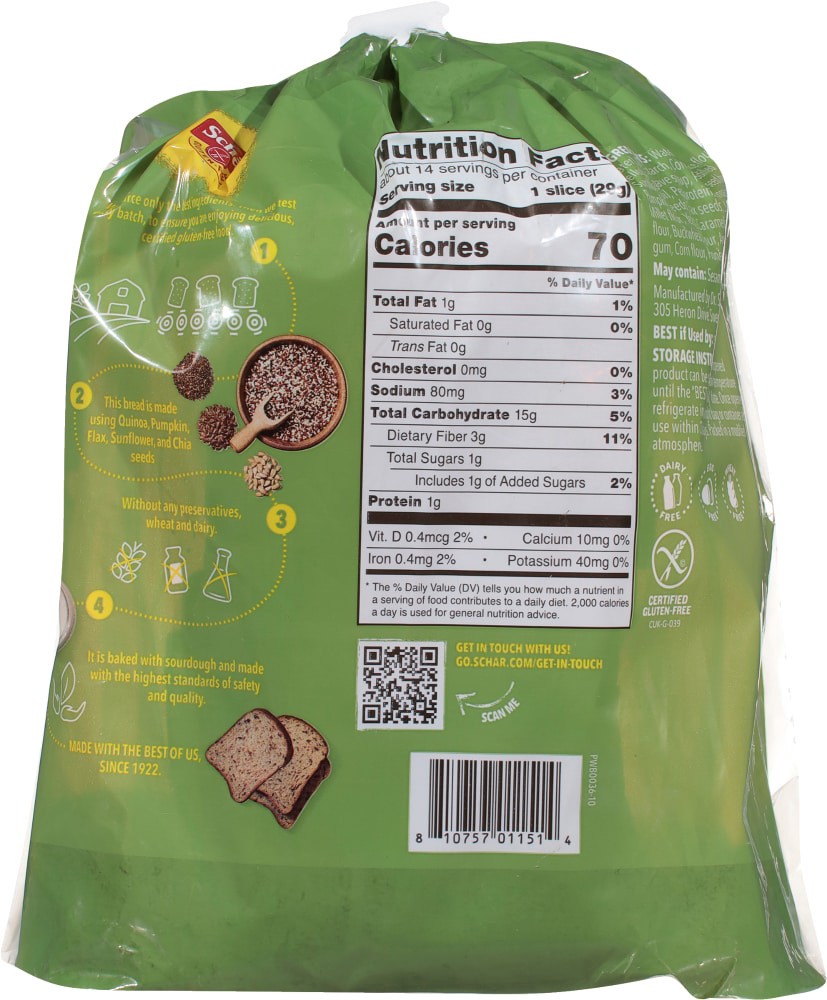 slide 4 of 5, Schär Gluten-Free Artisan Baker 10 Grains & Seeds Bread 14.1 oz, 14.1 oz