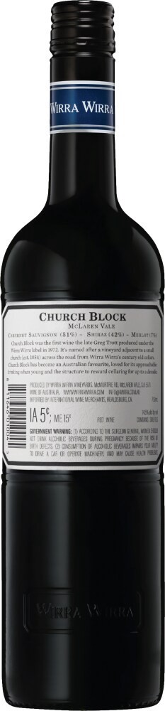 slide 2 of 2, Wirra Wirra Church Block Red Blend Wine, 750 ml
